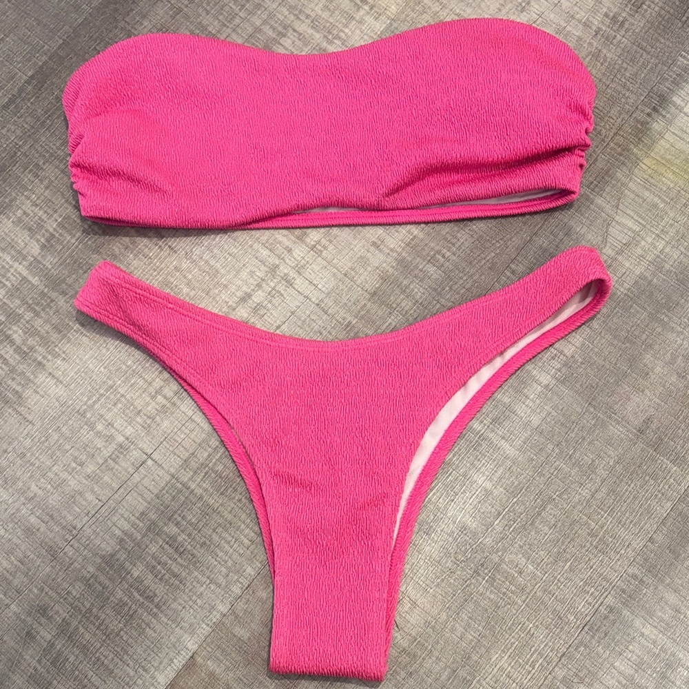 pink bandeau bikini
